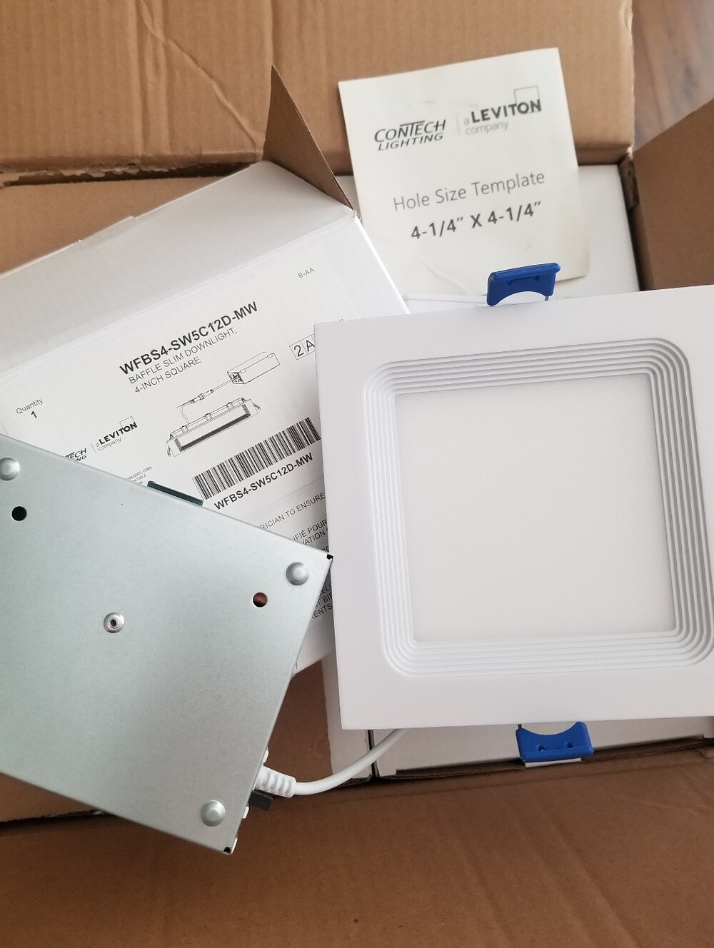 ❗12x Leviton 4-inch Square Baffle Slim Downlight - Model WFBS4-SW5C12D-MW❗